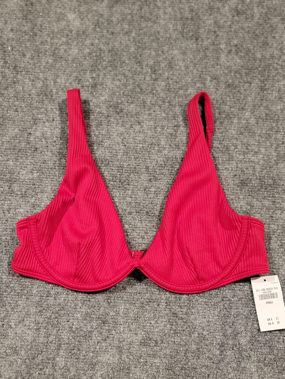 Hollister Ribbed Bikini Top Red Underwire Sz Small, NWT